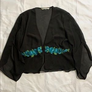 SHEER Plaza south blouse  floral embroidery M